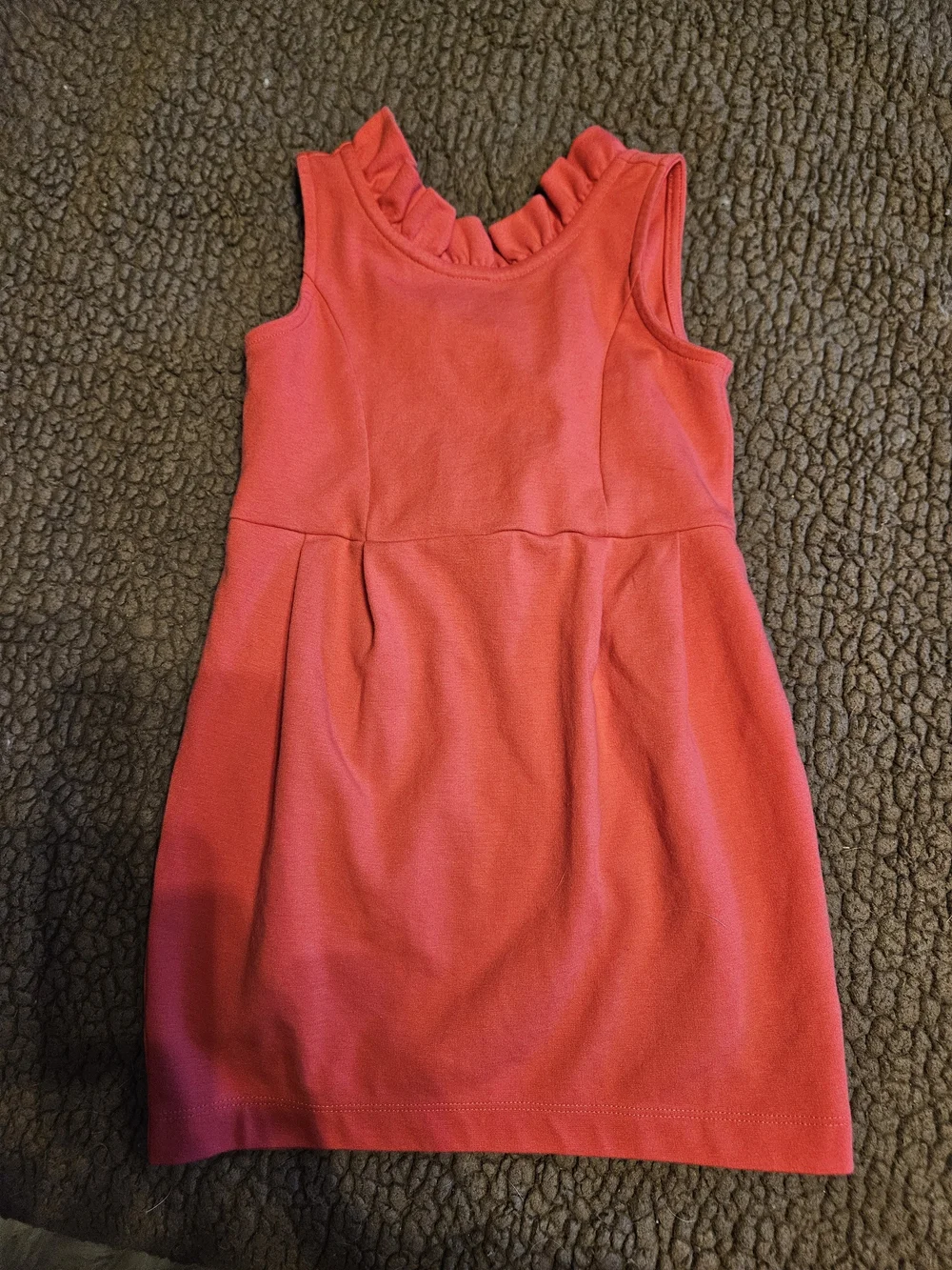 Janie and Jack Coral Pink Sleeveless Ruffle Neck Dress - Size 3T
